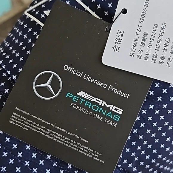 New w tags MERCEDES F-1 team LOGO KONNICHIWA BUCKLE HAT blue white OS - Picture 5 of 9